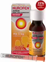 Nurofen Junior Fieber & Schmerzsaft Erdbeer 40mg Pro ml 100 ml Sagrotan 2 in 1 Desinfektionstücher 15 Stück