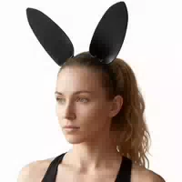 Obaie Obaie Bunny Haarreif aus Kunstleder Schwarz One Size