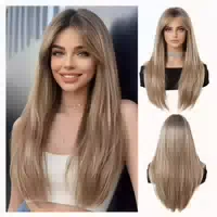 Ombre Blonde Perücke mit Pony für Frauen Lange Geschichtete 1 st