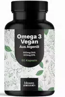 Omega 3 Vegan Hochdosiert 60 Kapseln 2000mg Algenöl 30 Tage Vorrat Bloom Naturals