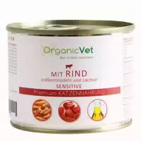 Organicvet Katze Sensitive Rind mit Vollkornnudeln und Lachsöl