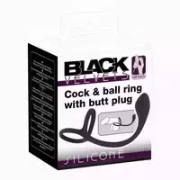 Black Velvets Penis Hodenring mit Plug Erektions & P Reiz