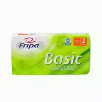 Fripa 8 Rollen Toilettenpapier, 2 Lagiges Tissue 12 Cm X 10 Cm Weiß Basic 250 Blatt 64 St