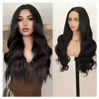 Perücke 13x3 Lace Front Synthetisch Damen 26 Zoll Schwarz We 1 st