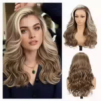 Perücke 13x6 Hd Lacefront Kleberlose Synthetik Ombre Dunkelb 1 st