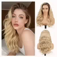 Perücke Lace Front 13x4 22inch Synthetik Körperwelle Blond H 1 st