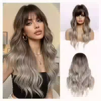 Perücke 24 Zoll Locken Synthetik Pony Damen Dunkelblond 1 st