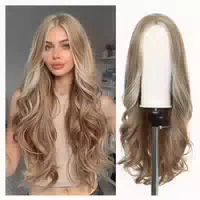 Perücke 24 Zoll Synthetik Braun Ashblonde Wellig Scheitel Ho 1 st
