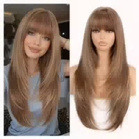 Perücke Lang Gerade Pony 22 Zoll Synthetisch Highlights in H 1 st