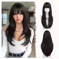 Perücke 60cm Layered Pony Synthetisch Gerade Glatt Schwarzbr 1 st