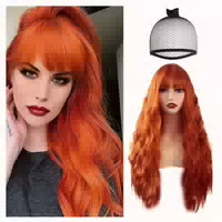 Perücke 66 cm Gewellt Orange Pony Synthetisch 1 st