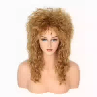 Perücke 80er Rocker Vokuhila Damen Rock Diva Braun Braun1 1 st