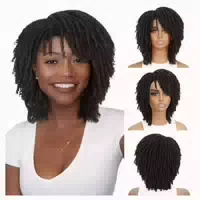 Perücke Afro Dreadlock Twist Kurz Synthetisch Schwarz Natura 1 st