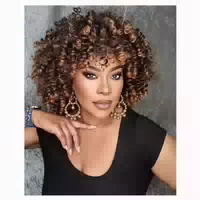 Perücke Afro Dunkelbraun Synthetische Kinky Curly Braune Hig 1 st
