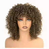 Perücke Afro Kinky Curly Bob Pony Kunsthaar Braun 14 Zoll Mi 1 st