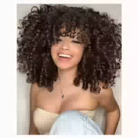 Perücke Afro Kinky Curly Pony Braun Synthetisch Damen Dunkel 1 st