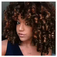 Perücke Afro Kinky Curly Pony Kurz Schwarzbraun Ombre Braun 1 st