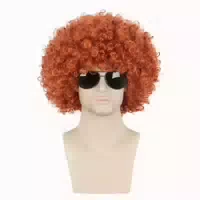 Perücke Herren 70er Afro Blond Schwarz Schnurrbart Disco Per 1 st