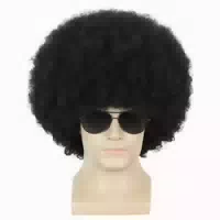 Perücke Herren 70er Afro Blond Schwarz Schnurrbart Disco Per 1 st
