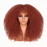 Perücke Synthetische Afro Lockig 10 Zoll Kurz Bangs Ombre Bl 1 st