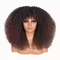 Perücke Afro Lockig Glueless Synthetik 18 Zoll Dunkelbraun 1 st