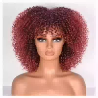 Perücke Afro Lockig Kurz 10 Zoll Synthetisch Bangs Kinky Omb 1 st