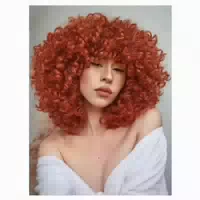 Perücke Afro Pony Kunsthaar Locken Damen Kurz Ingwer 1 st