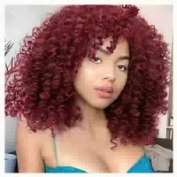 Perücke Afro Synthetisch Kinky Curly Pony Kurz Burgund Dunke 1 st