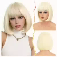 Perücke Bob Blond Kurze Pony 30cm Kinnlang Platin Blond 1 st