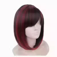 Perücke Bob Kurz Schwarz Synthetisch Pony Damen D Schwarz 1 st
