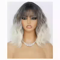 Perücke Bob Damen Kurzhaar Pony Braun Bis Platinblond 12 Zol 1 st