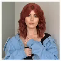 Perücke Bob Fransen Wellen Synthetisch Frauen Kupfer 1 st