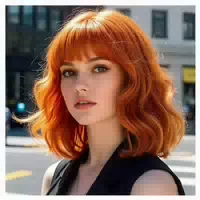 Perücke Bob Kurz Orange Pony Damen Synthetisch Ingwer 1 st