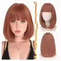 Perücke Bob Kurz Pony Frauen Auburn Synthetisch Hell Auburn 1 st