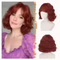 Perücke Rosa Bob Kurz 30cm Kinnlang Pony Damen Synthetisch R 1 st