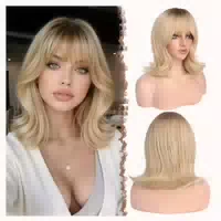 Perücke Bob Pony Blond Synthetisch Damen Wellen Ombré Blond 1 st