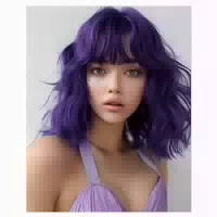 Perücke Bob Synthetisch Pony Kurzhaar Damen Alltag Violett 1 1 st