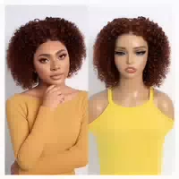 Perücke Curly Bob Echthaar 180 Dichte Keine Spitze 35 cm 33a 1 st
