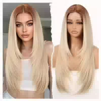 Perücke Blond Locken 26 Zoll Mittelscheitel Synthetik Gold1 1 st