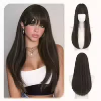 Perücke Damen Pony 60cm Glatt Blond mit Weißgoldenen Strähnc 1 st