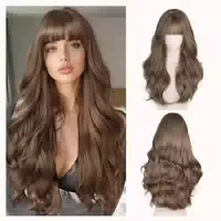 Perücke Damen Braun Pony Layered Lang Synthetisch Brun Méché 1 st