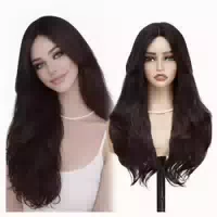 Perücke Damen Lang Gewellt Vorhang Pony 26 Inch Dunkelbraun 1 st