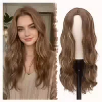 Perücke Locken Mittelscheitel Synthetisch Damen Lang Orange 1 st