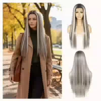 Perücke Damen Lange Gerade Synthetikhaare 13x6 Lace Front Es 1 st