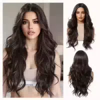 Perücke Damen Locken Synthetik Schwarz Ombre Dunkelbraun 635 1 st