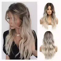 Perücke Damen Synthetik Faser Ombre Locken Wellen Haare Blon 1 st