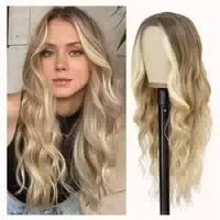 Perücke Damen Ombre Blond Kunsthaar Lockig 26 Zoll Aschbraun 1 st