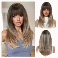 Perücke Damen Ombre Blond Kunsthaar Lockig 26 Zoll Aschbraun 1 st