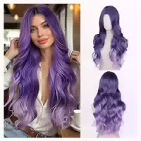 Perücke Damen Ombre Synthetik Locken Violett Lila 1 st