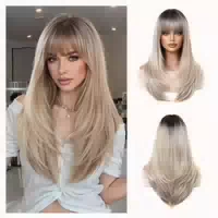 Perücke Damen Synthetik Faser Ombre Locken Wellen Haare Blon 1 st
